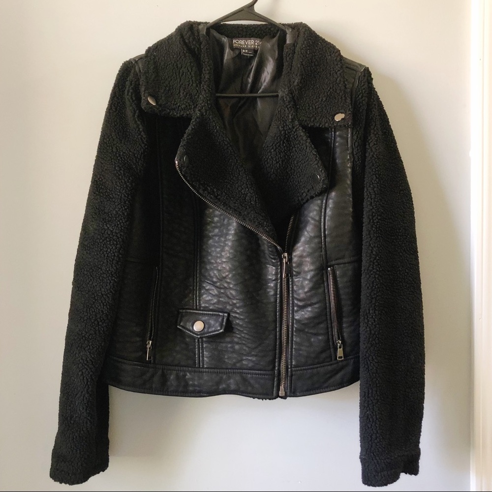 Forever 21 Plus size faux leather/Sherpa jacket.
